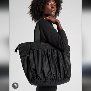 Caraa X Athleta City Tote Black Ruched Gym Bag